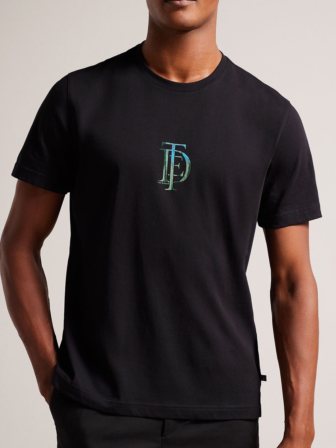 

Ted Baker Typography Printed Cotton T-shirt, Black