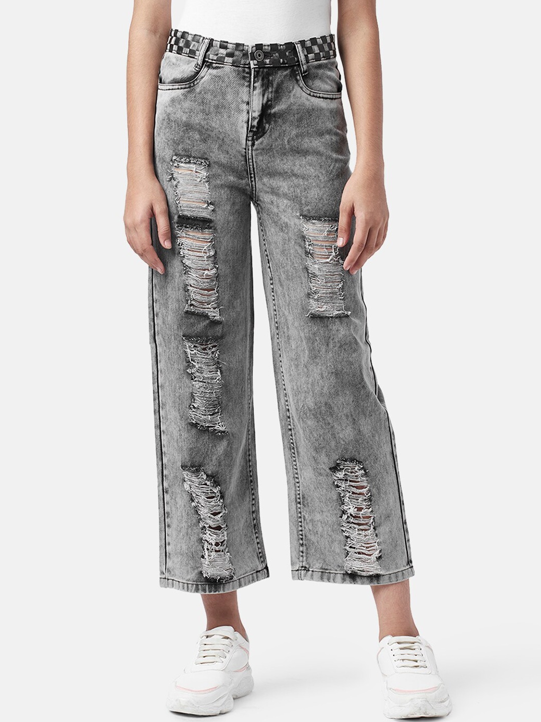 

Coolsters by Pantaloons Girls Highly Distressed Heavy Fade Cotton Jeans, Grey