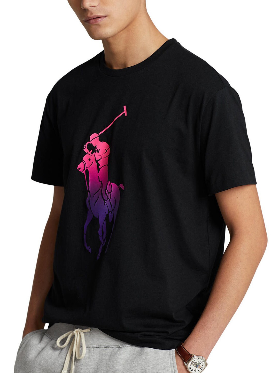 

Polo Ralph Lauren Graphic Printed Pure Cotton Classic-Fit Big Pony Jersey T-Shirt, Black