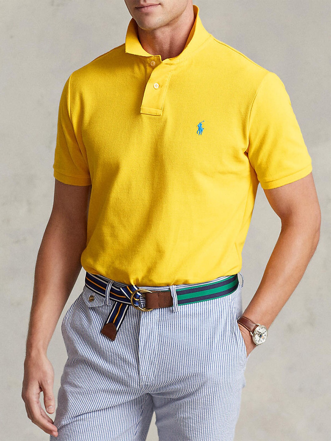 

Polo Ralph Lauren Slim-Fit Polo Collar Pure Cotton T-Shirt, Yellow