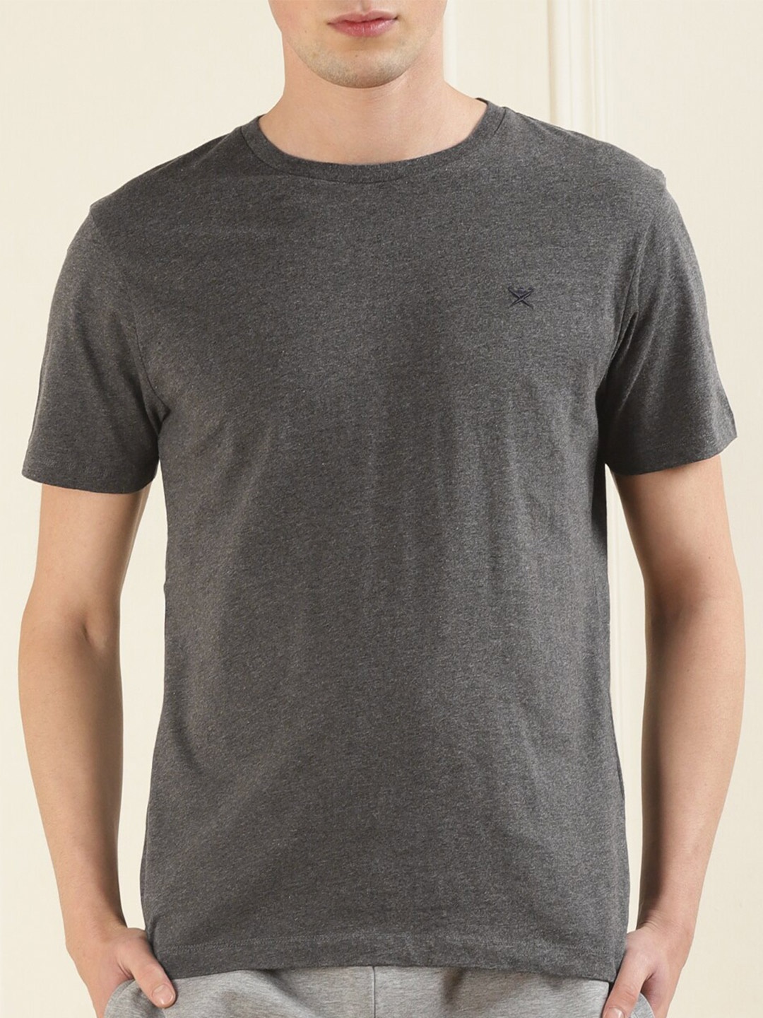

HACKETT LONDON Short Sleeves Pure Cotton T-shirt, Charcoal