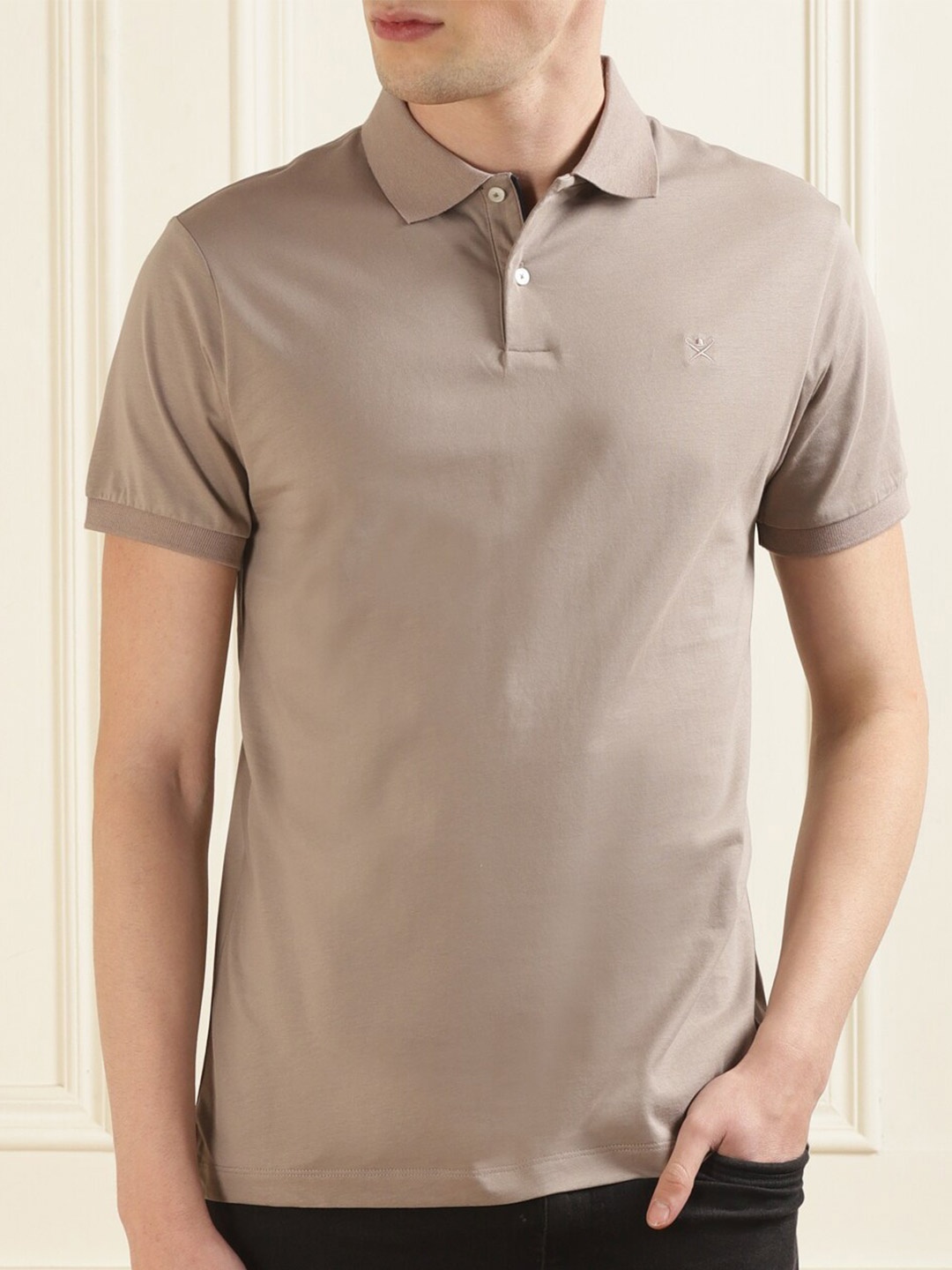 

HACKETT LONDON Polo Collar Pure Cotton T-shirt, Brown