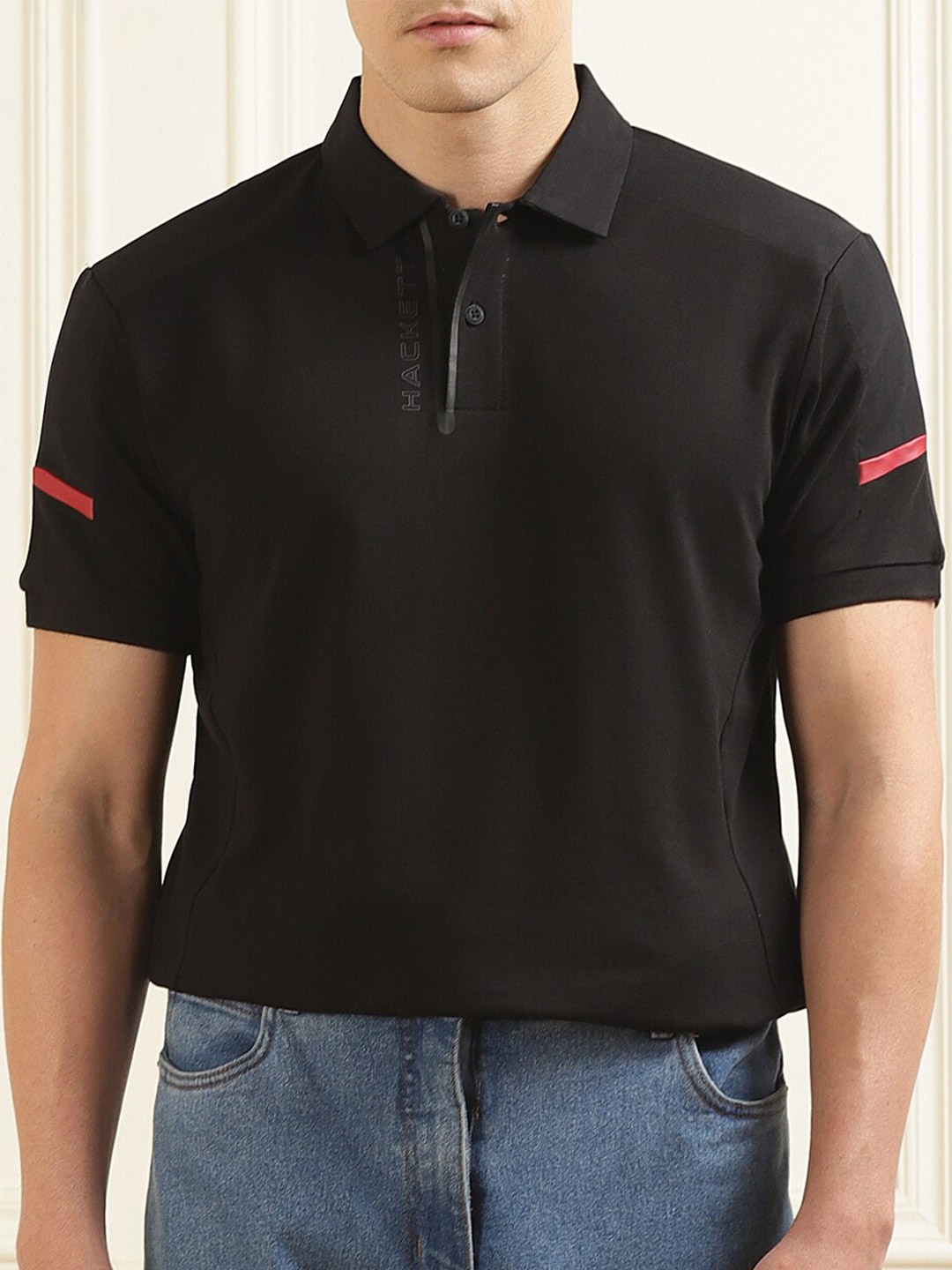 

HACKETT LONDON Polo Collar T-shirt, Black