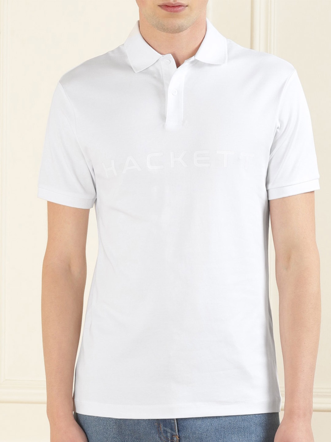 

HACKETT LONDON Polo Collar Regular Fit Pure Cotton T-shirt, White