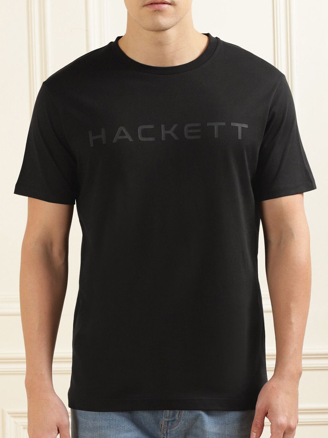 

HACKETT LONDON Typography Printed Pure Cotton T-shirt, Black