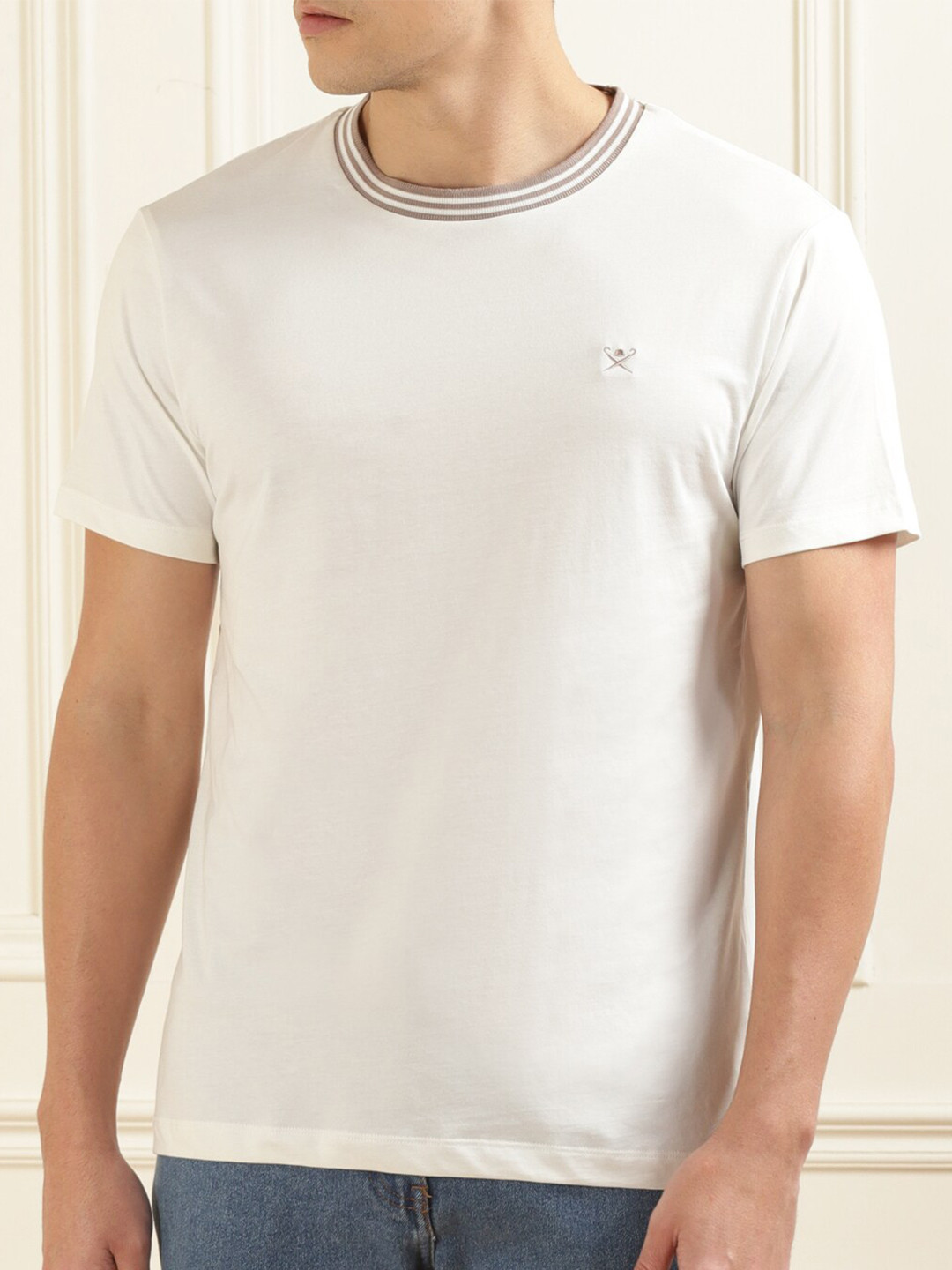 

HACKETT LONDON Short Sleeves Pure Cotton T-shirt, Cream