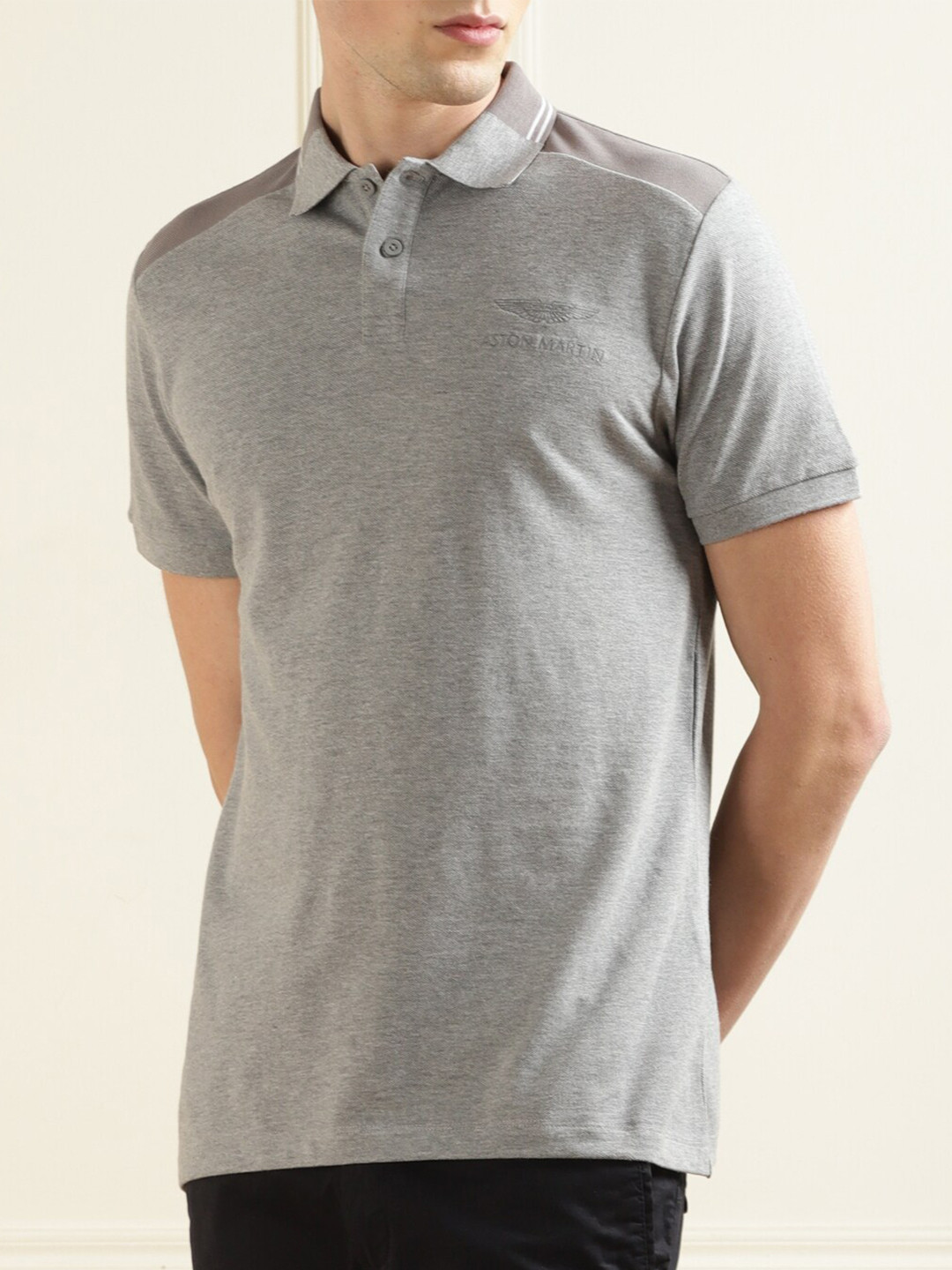 

HACKETT LONDON Men Raglan Sleeves Pure Cotton T-shirt, Grey