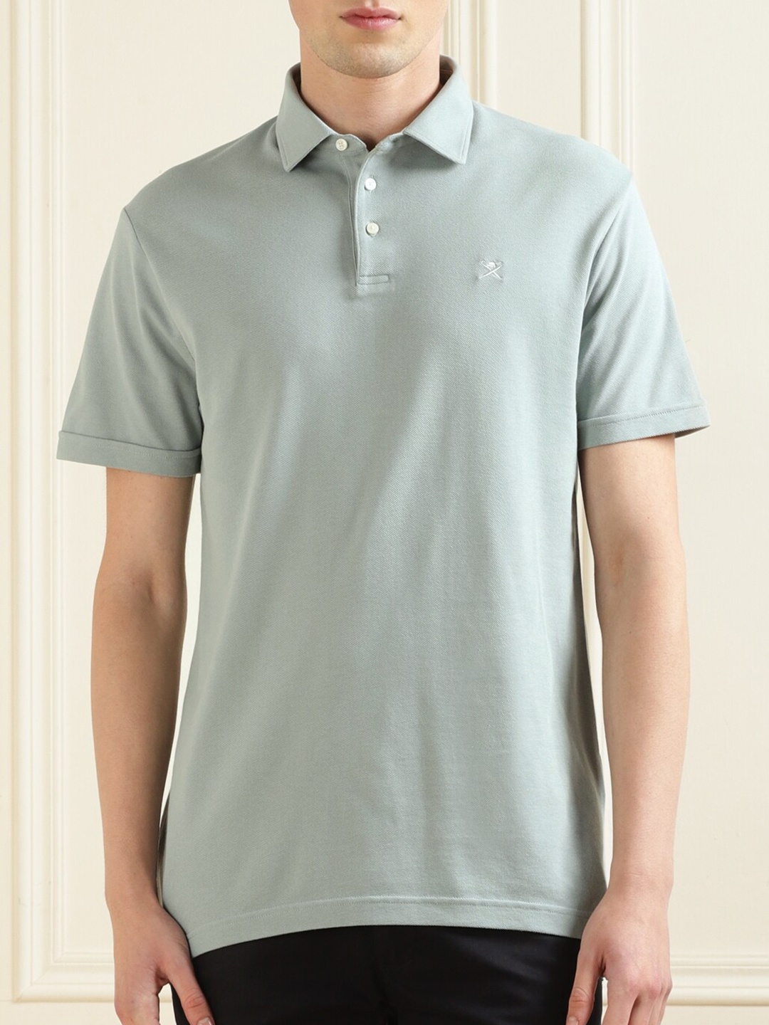 

HACKETT LONDON Men Polo Collar Pure Cotton T-shirt, Grey