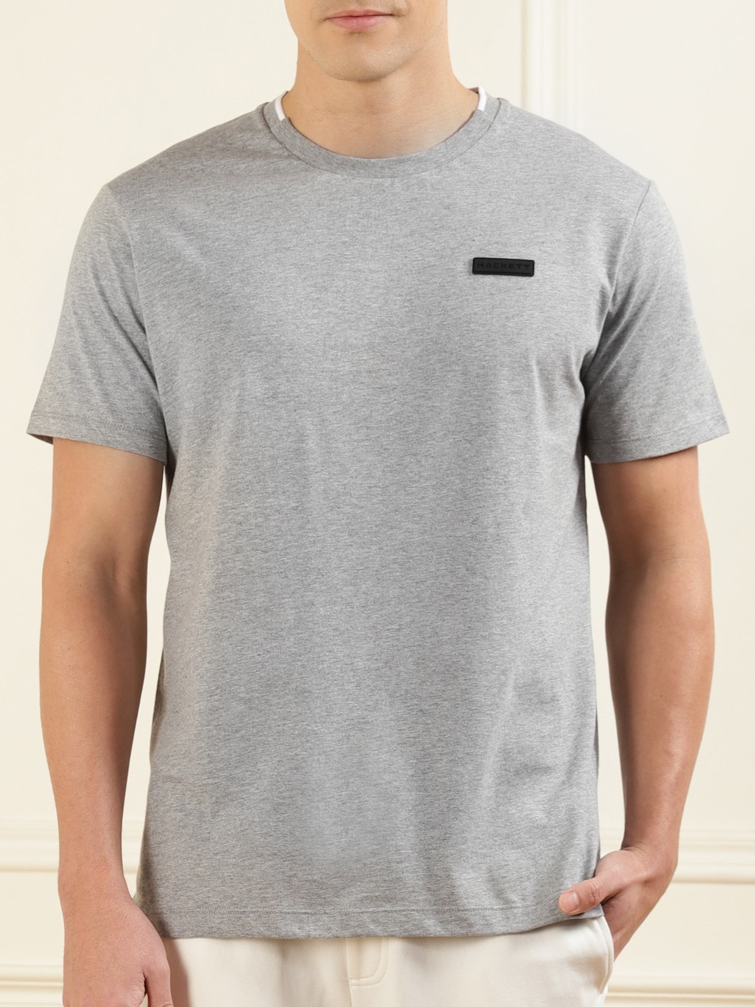 

HACKETT LONDON Round Neck Pure Cotton T-shirt, Grey