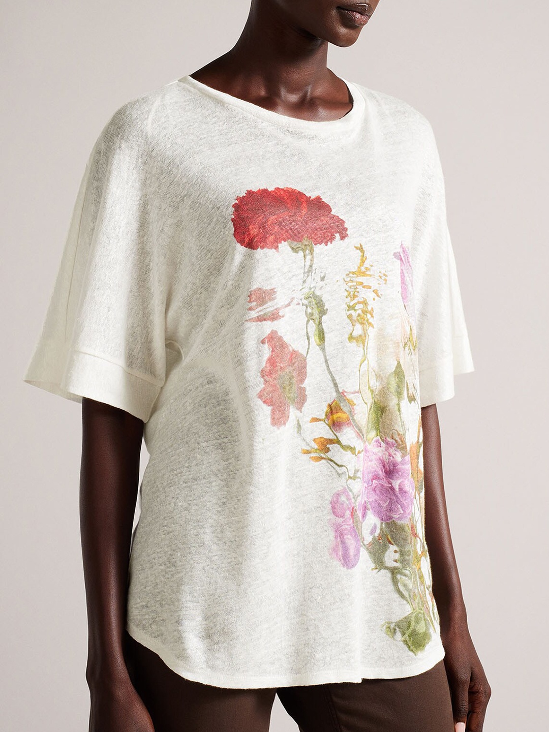 

Ted Baker Floral Printed T-shirt, White