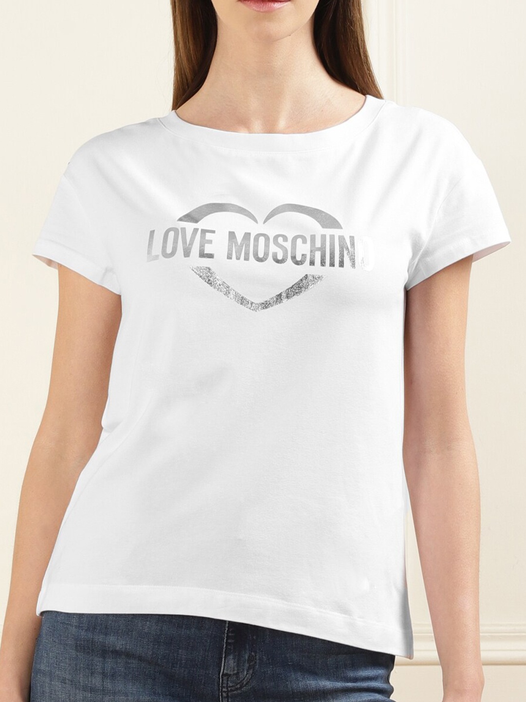 

LOVE MOSCHINO Typography Printed T-shirt, White