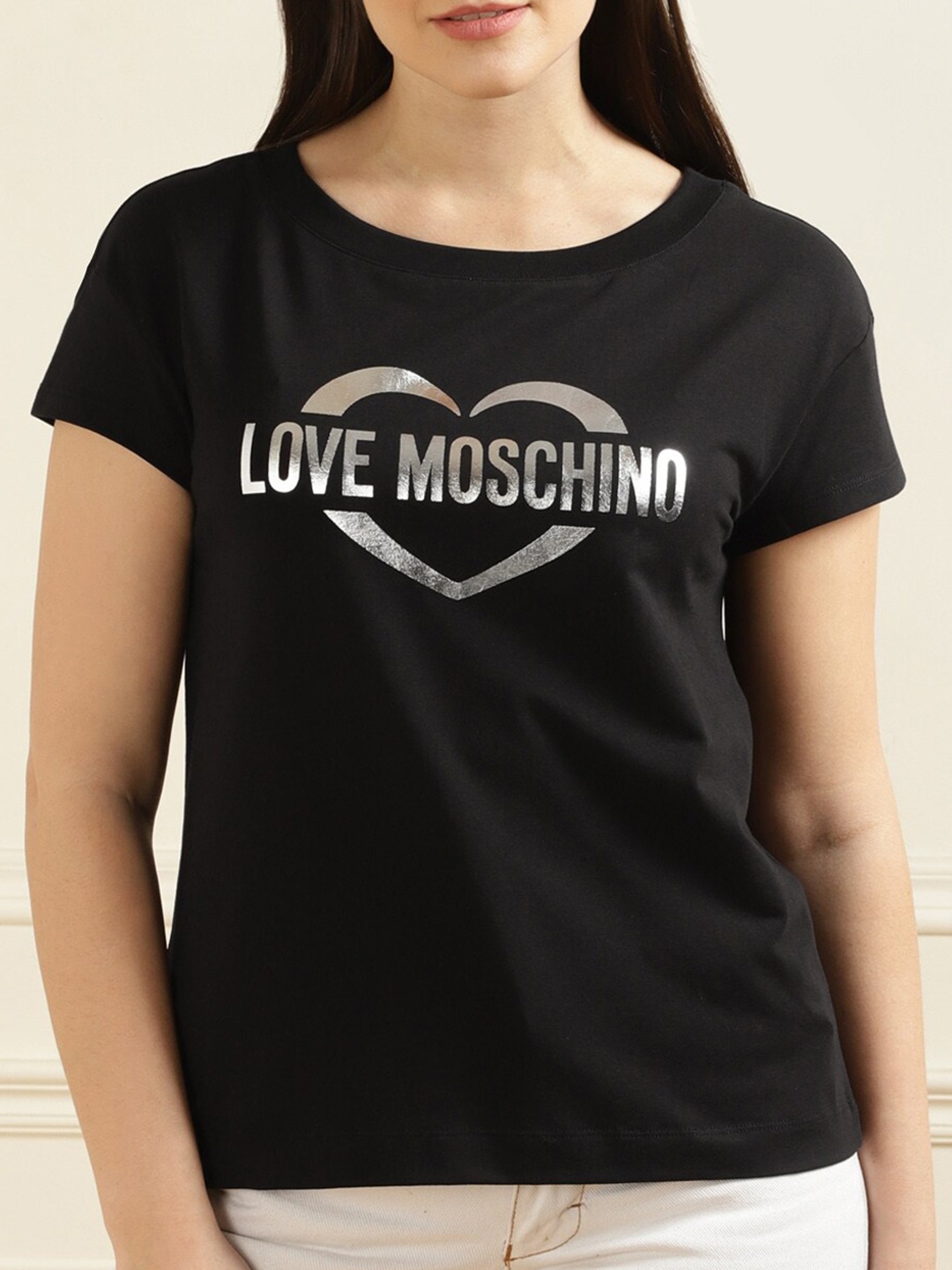 

LOVE MOSCHINO Typography Printed T-shirt, Black