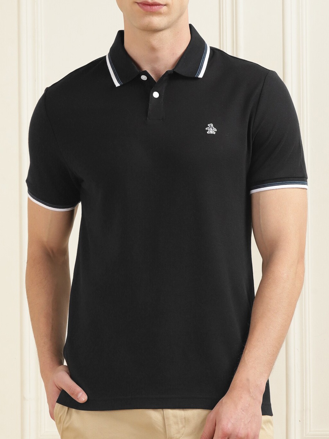 

Original Penguin Polo Collar Organic Cotton T-shirt, Black