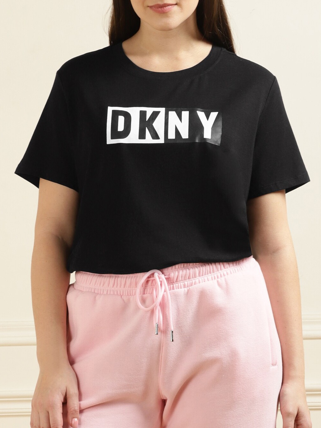 

DKNY Typography Printed Round Neck T-shirt, Black