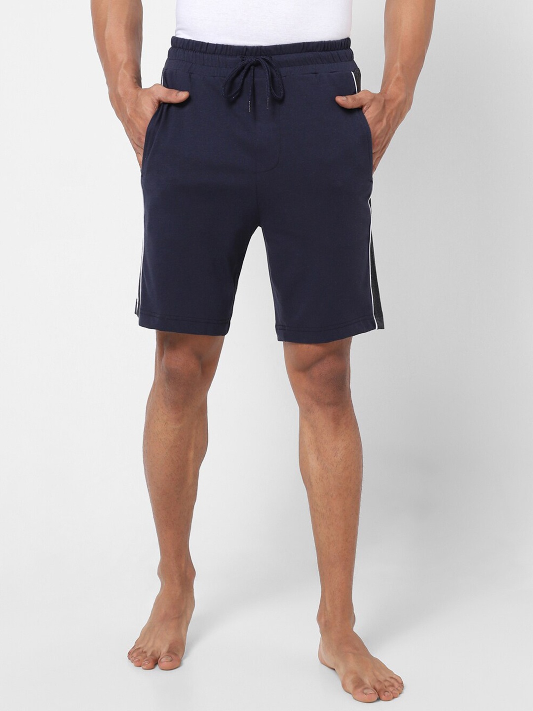

Ajile by Pantaloons Men Cotton Mid-Rise Slip-On Lounge Shorts, Navy blue