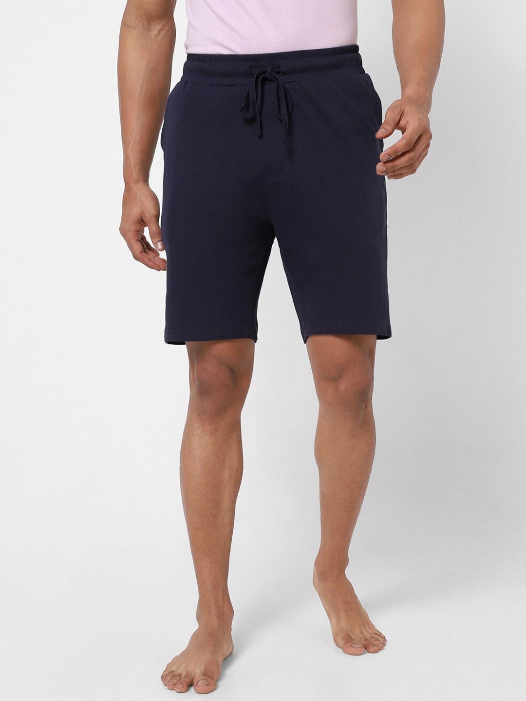 

Ajile by Pantaloons Men Mid-Rise Cotton Lounge Shorts, Navy blue