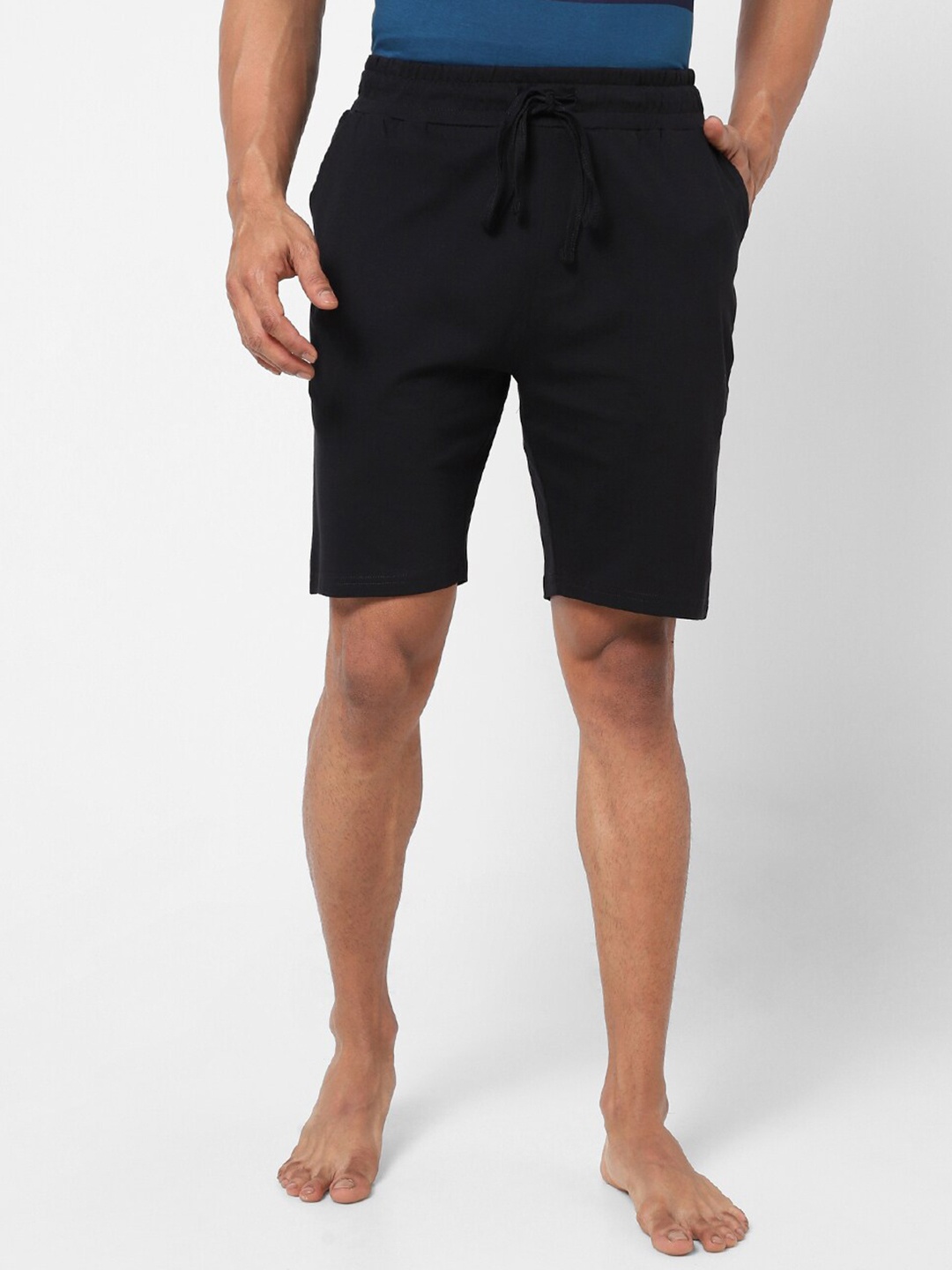 

Ajile by Pantaloons Men Mid-Rise Cotton Lounge Shorts, Black
