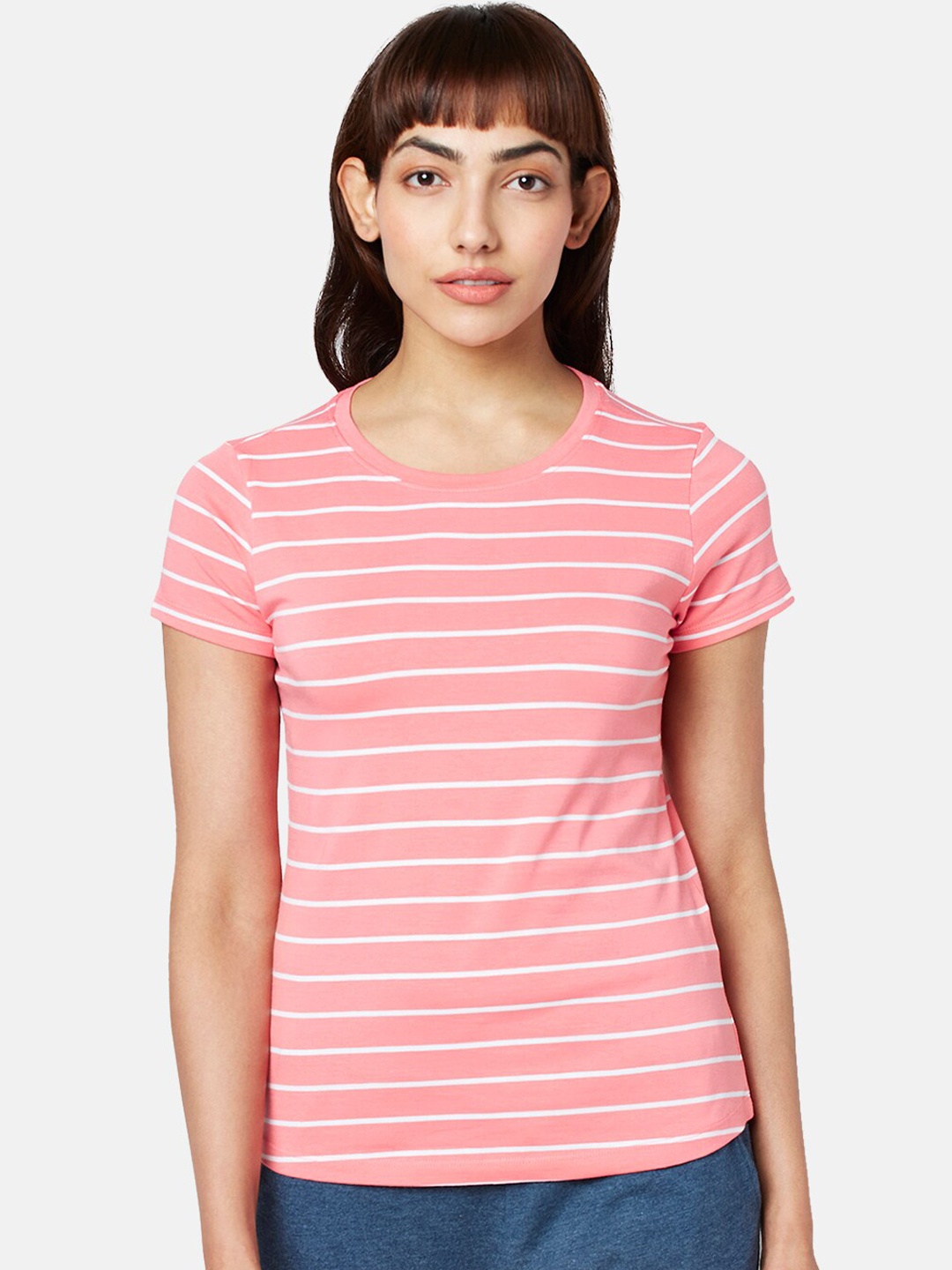 

Dreamz by Pantaloons Striped Cotton Lounge Tshirts, Pink