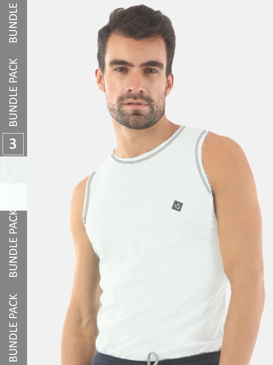 

Almo Wear Men Pack Of 3 Cotton Anti-Microbial Innerwear Vests, White