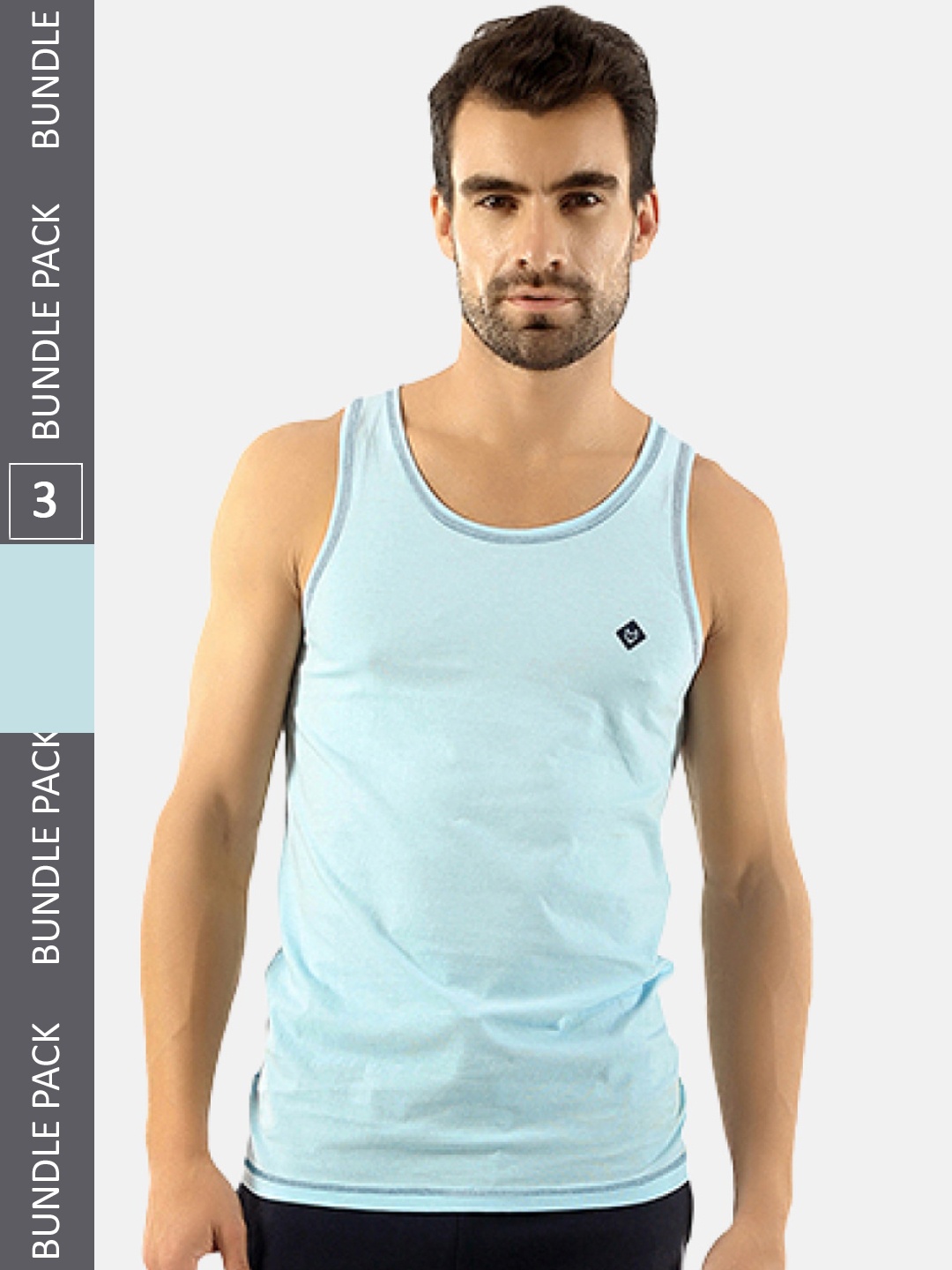 

Almo Wear Pack Of 3 Cotton Innerwear Basic Vests, Blue