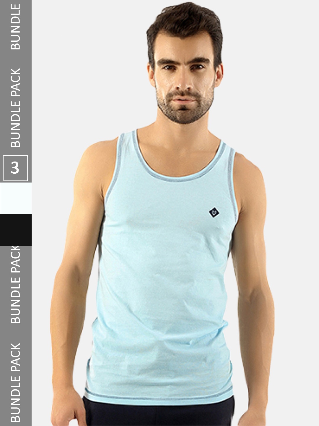 

Almo Wear Pack Of 3 Cotton Innerwear Vests, Blue