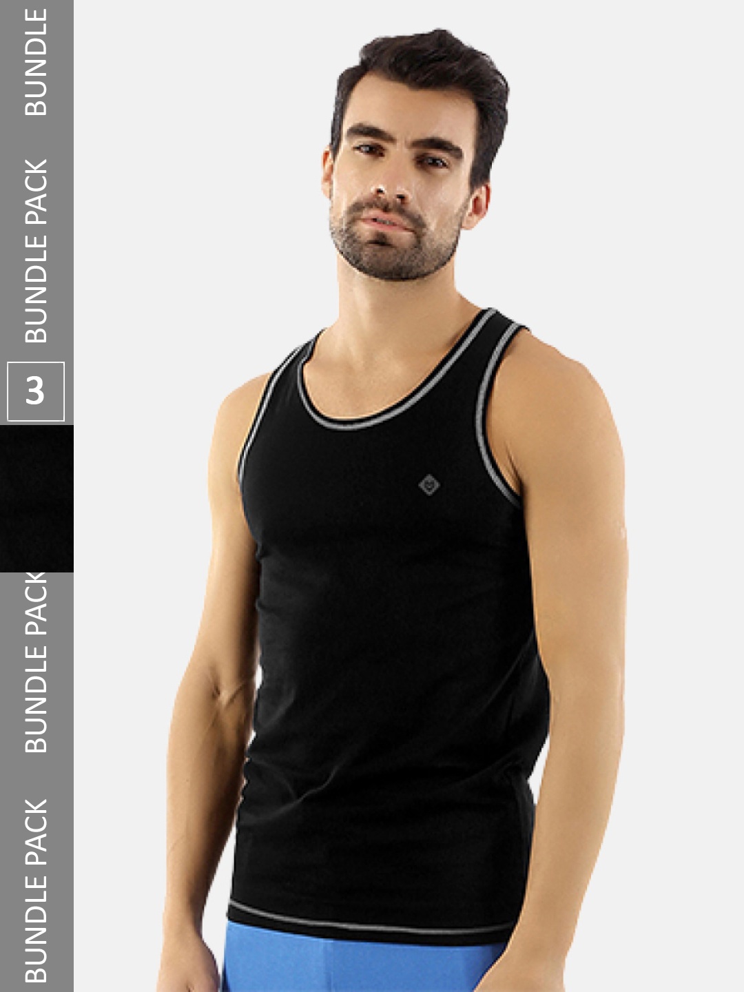 

Almo Wear Pack Of 3 Cotton Innerwear Basic Vests, Black