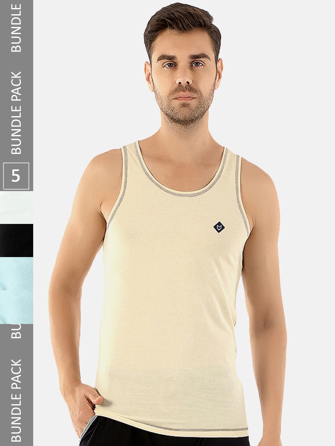 

Almo Wear Men Pack Of 5 Cotton Innerwear Vests, White