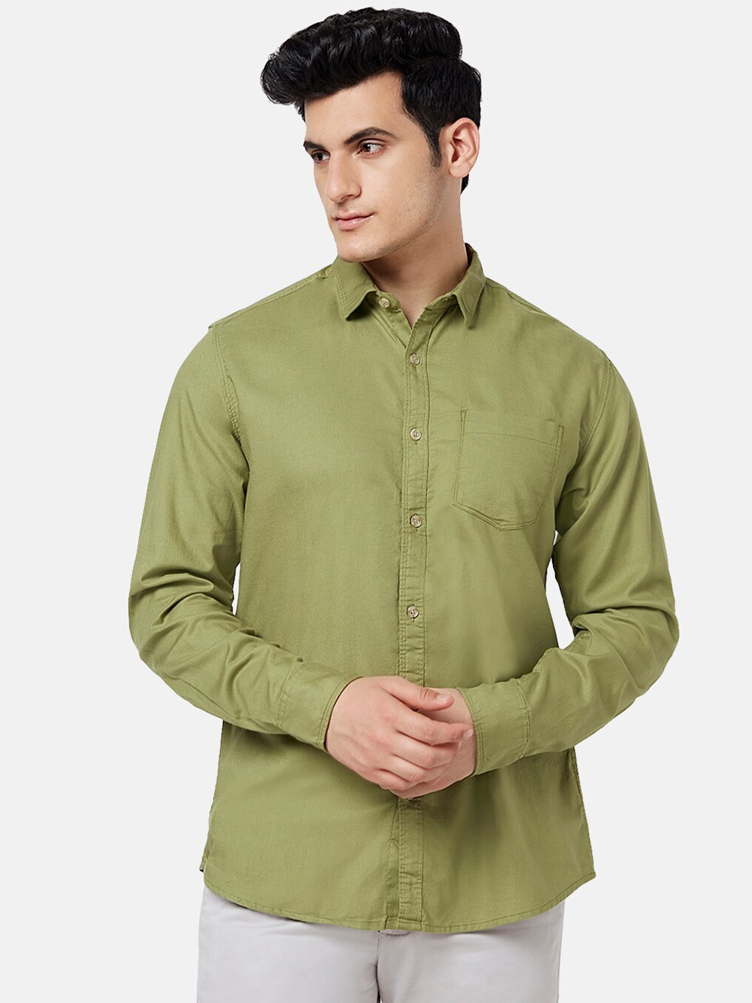 

BYFORD by Pantaloons Slim Fit Casual Shirt, Olive