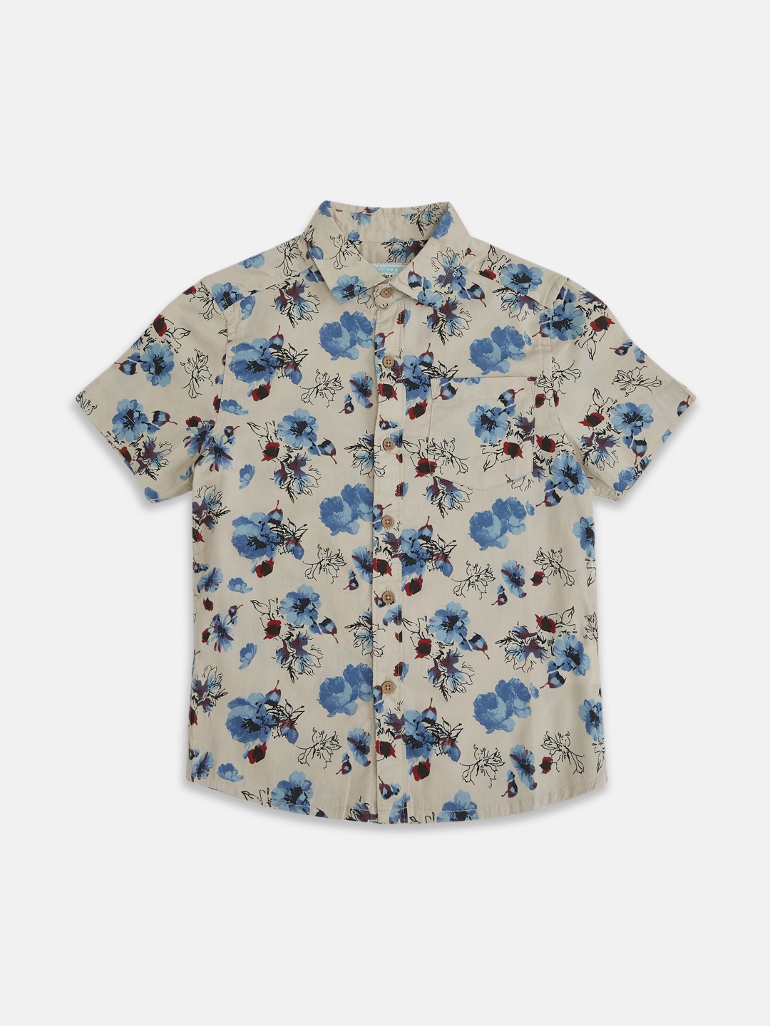 

Pantaloons Junior Boys Floral Printed Shirt, Beige