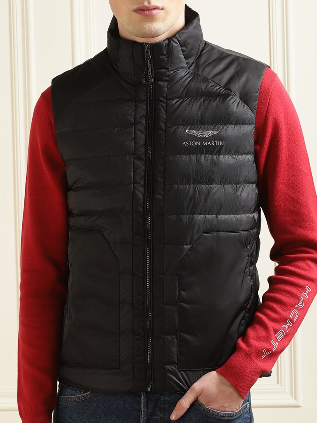 

HACKETT LONDON Men Sleeveless Stand Collar Puffer Jacket, Black