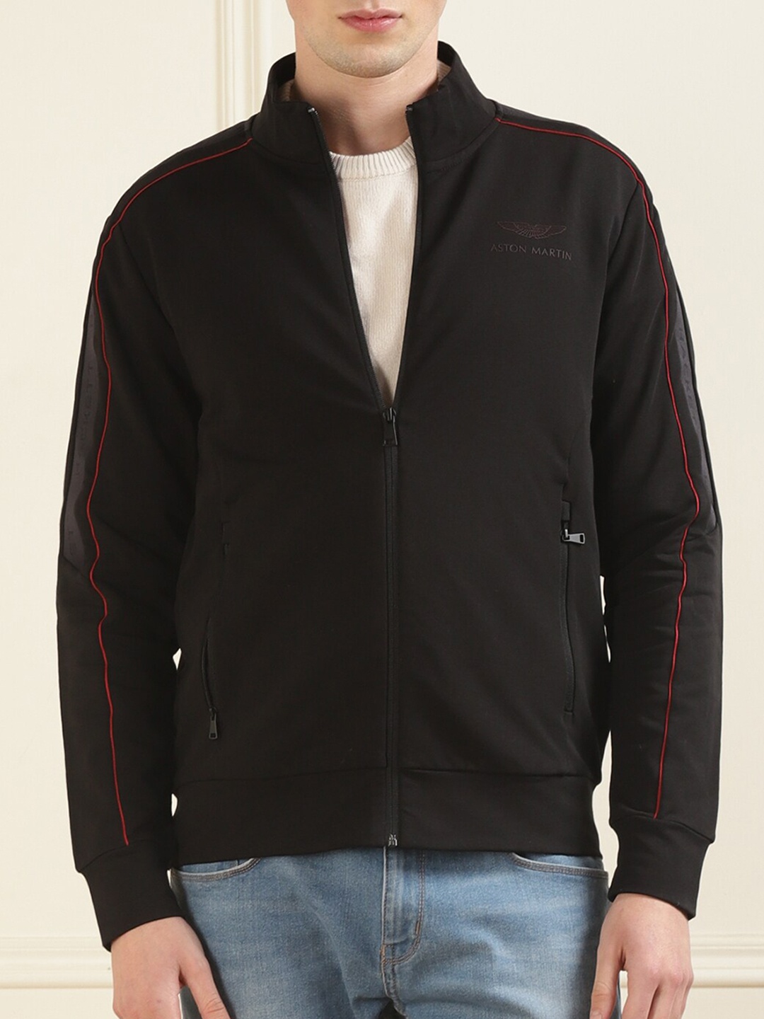 

HACKETT LONDON Men Mock Collar Cotton Sporty Jacket, Black