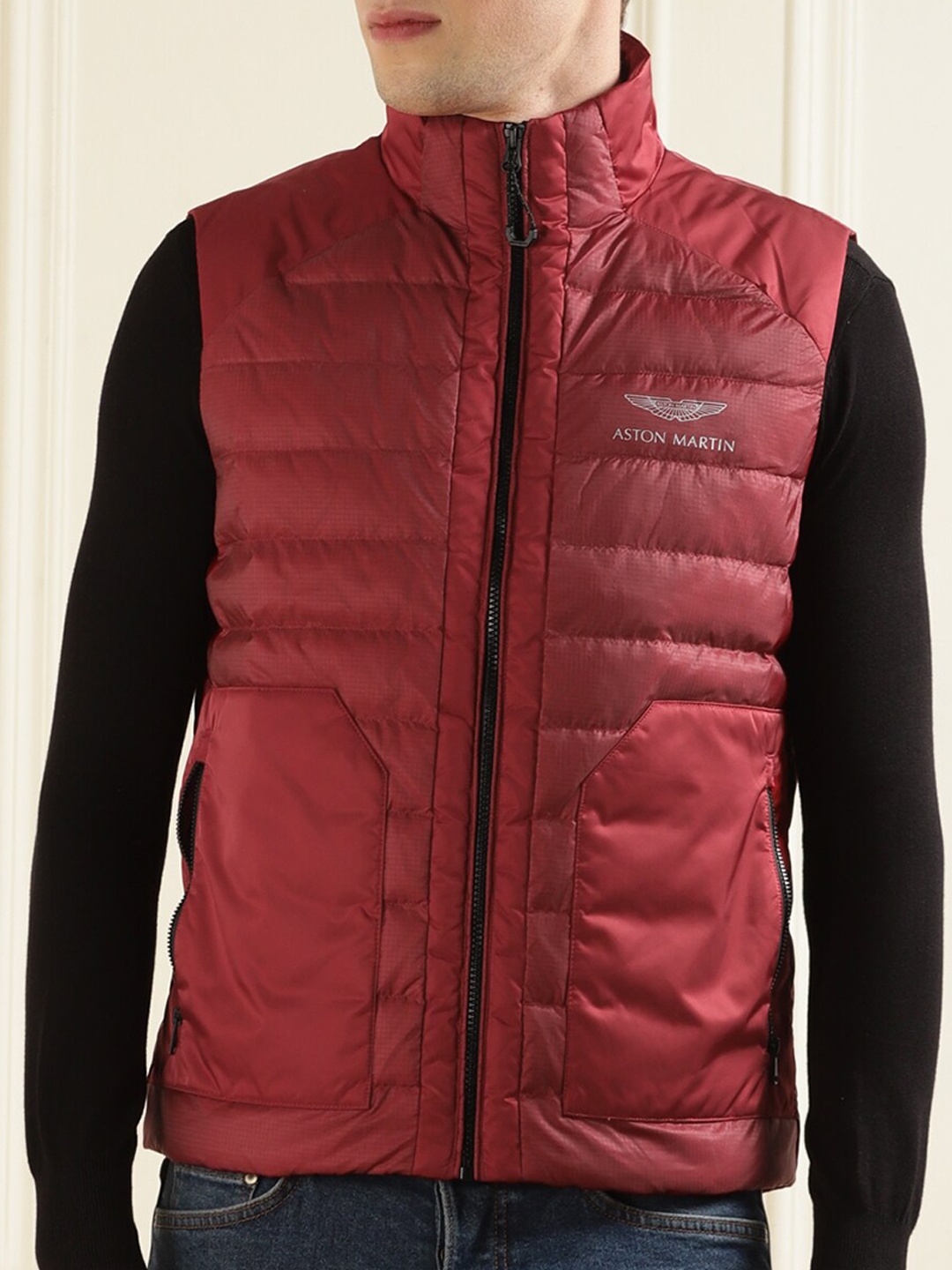 

HACKETT LONDON Men Mock Collar Sleeveless Puffer Jacket, Red