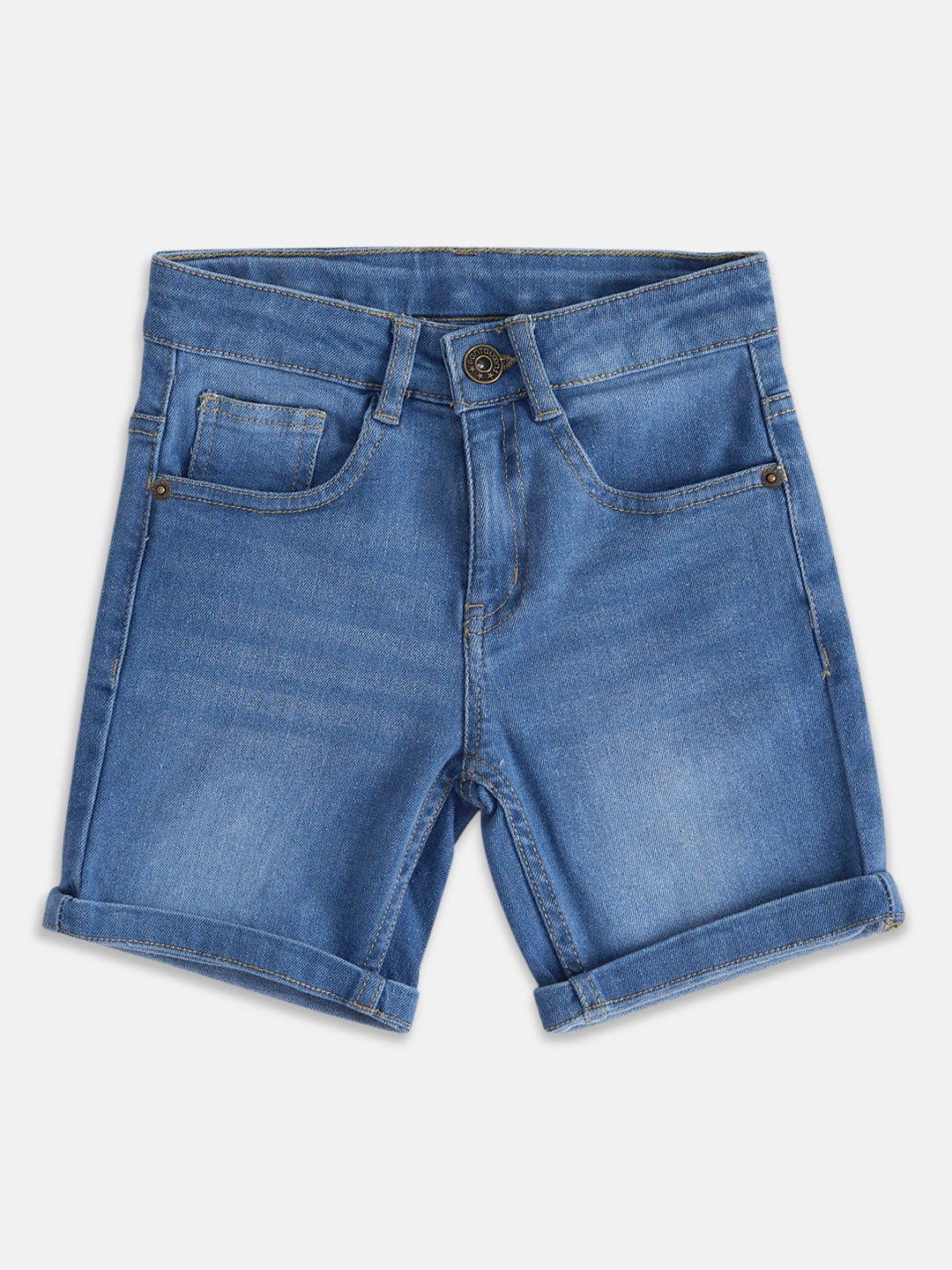 

Pantaloons Junior Boys Washed Mid-Rise Regular Fit Denim Shorts, Blue