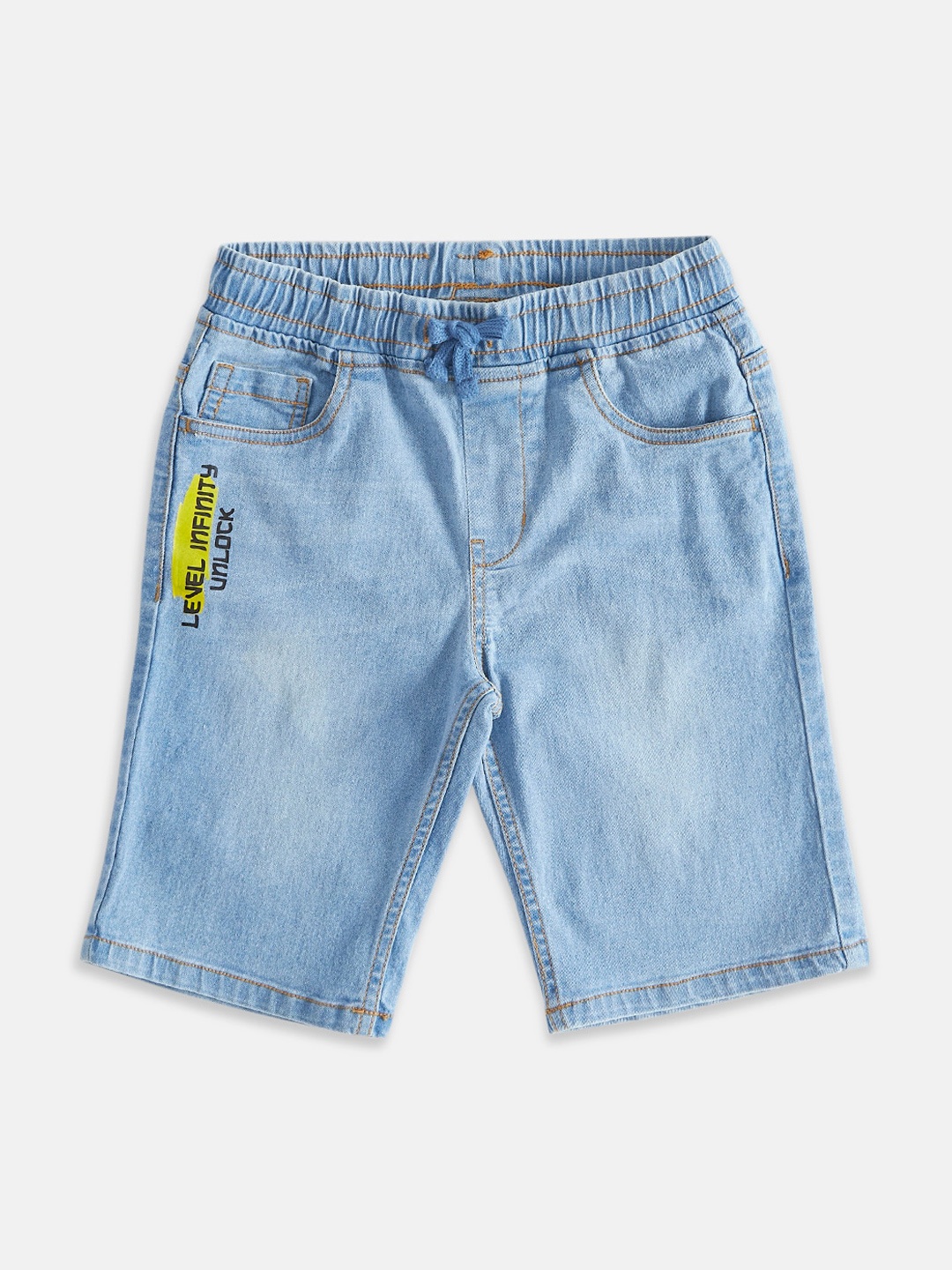 

Pantaloons Junior Boys Washed Mid-Rise Regular Fit Denim Shorts, Blue