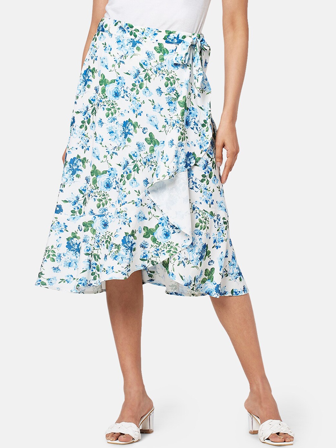 

Honey by Pantaloons Floral Printed Midi Tie-Up Wrap Skirt, White