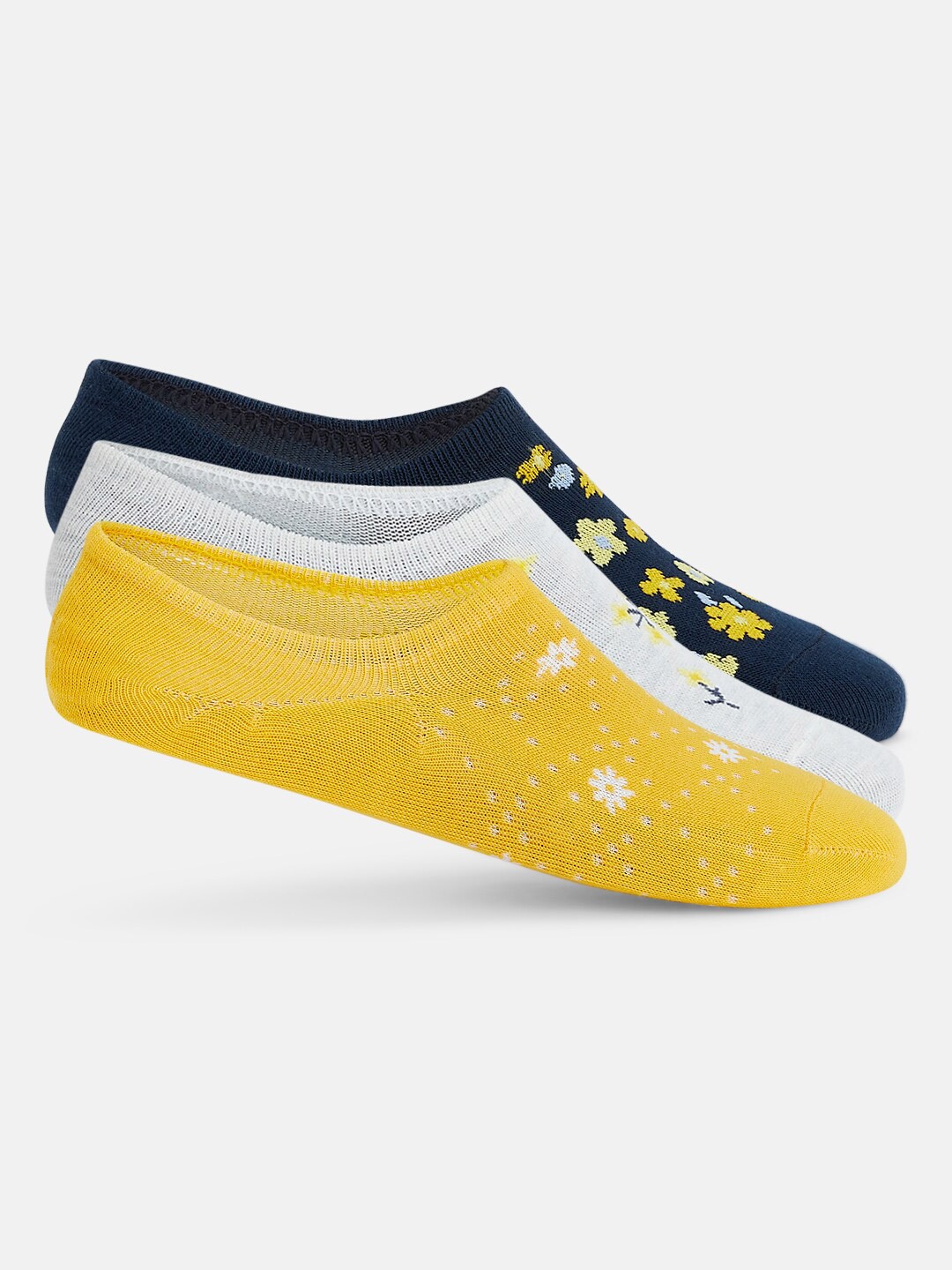 

Honey by Pantaloons Women Pack Of 3 Patterned Shoe Liner Socks, Yellow