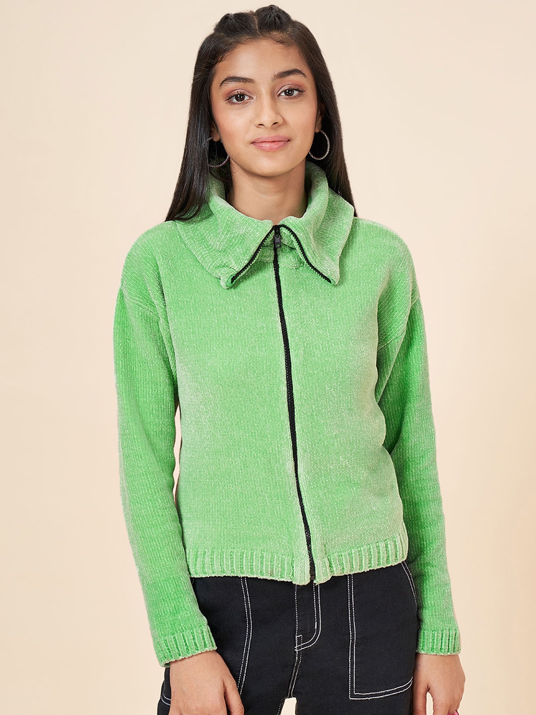 

Coolsters by Pantaloons Girls Long Sleeves Cardigan, Green