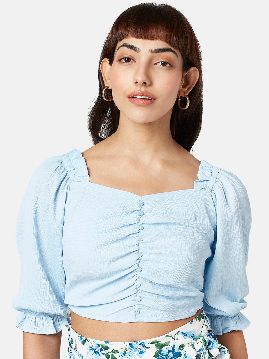 

Honey by Pantaloons Smocked Crop Top, Blue