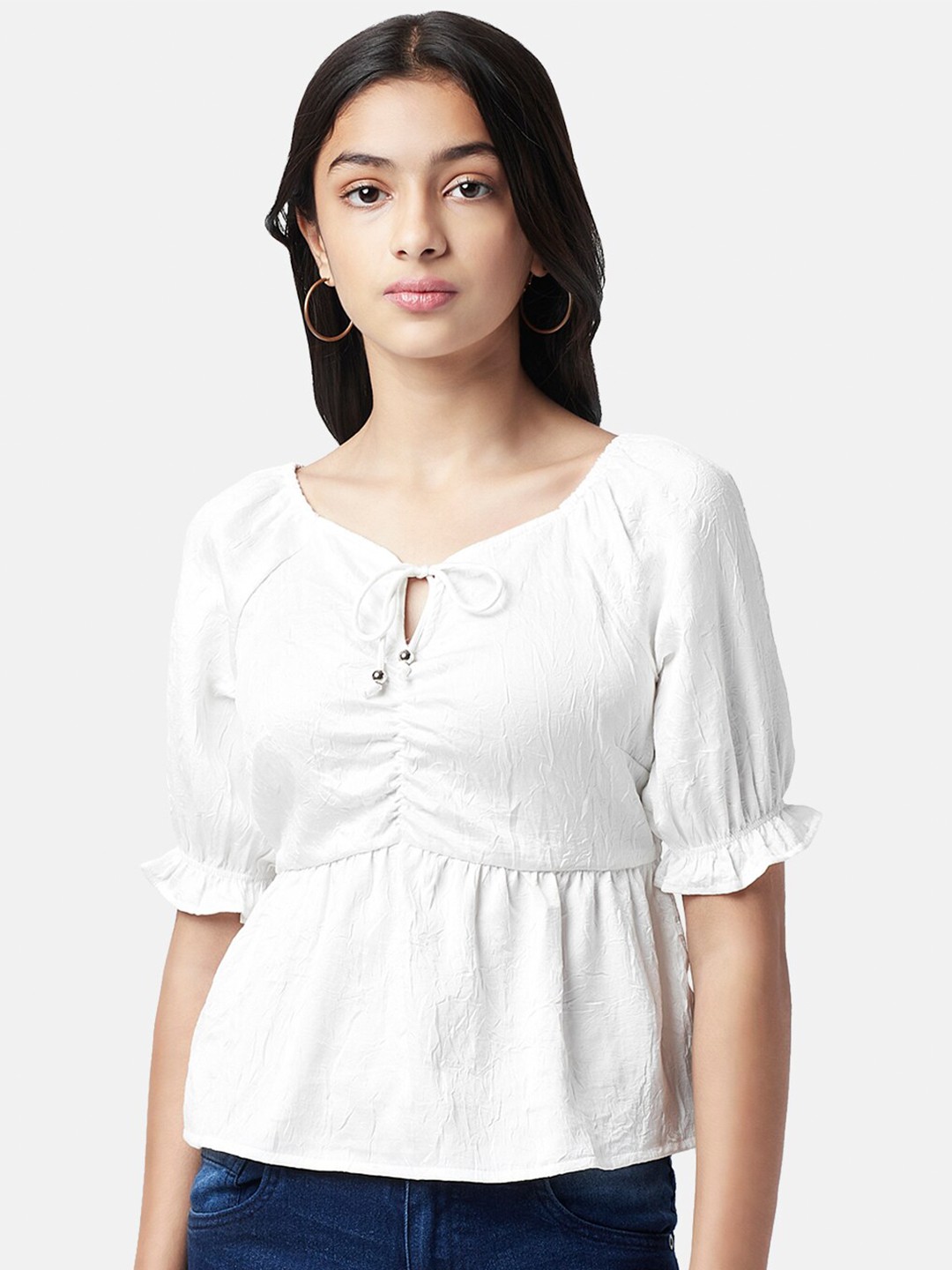 

Coolsters by Pantaloons Girls Tie-Up Neck A-Line Top, White