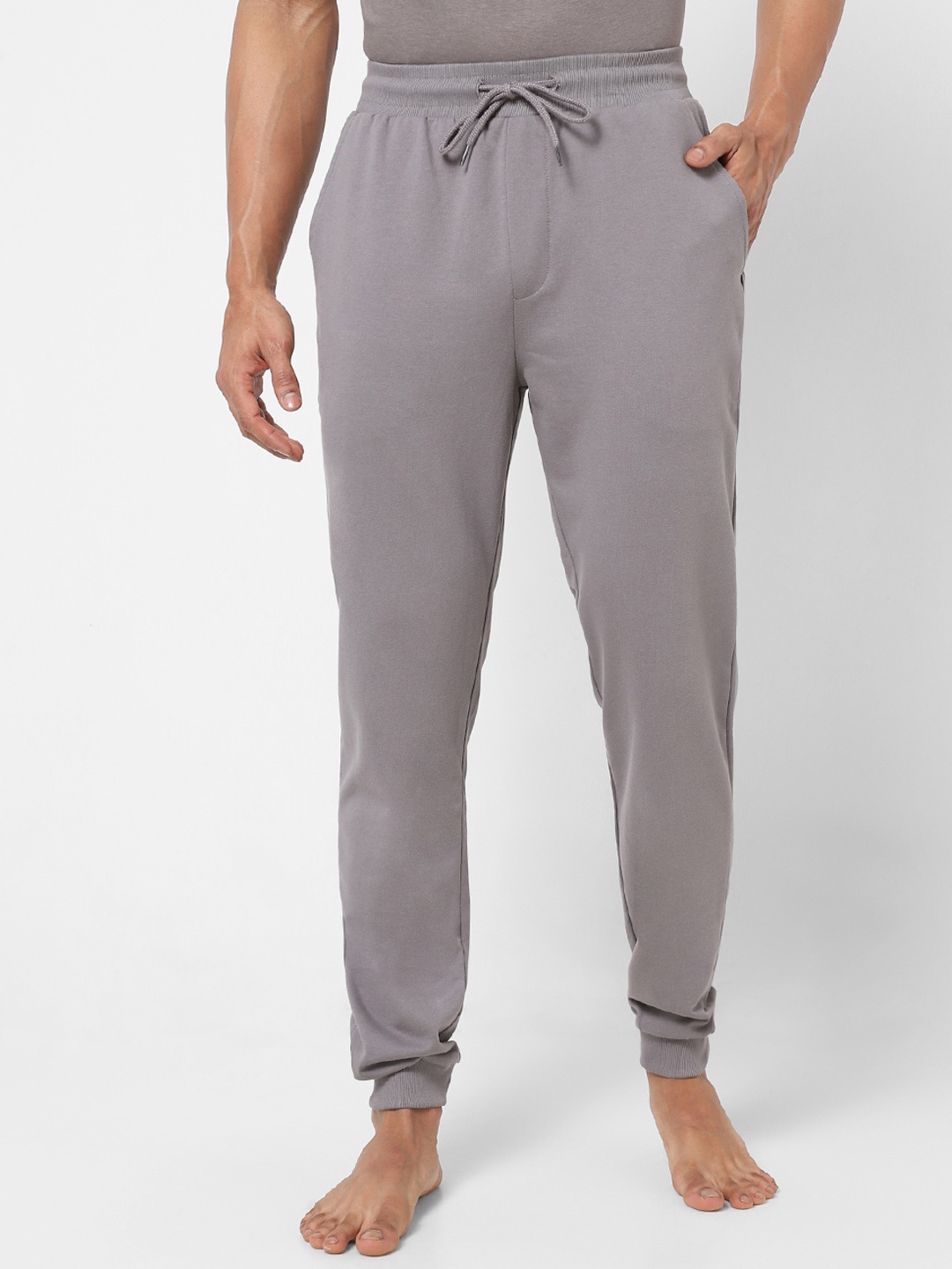 

Ajile by Pantaloons Men Cotton Mid-Rise Joggers, Grey