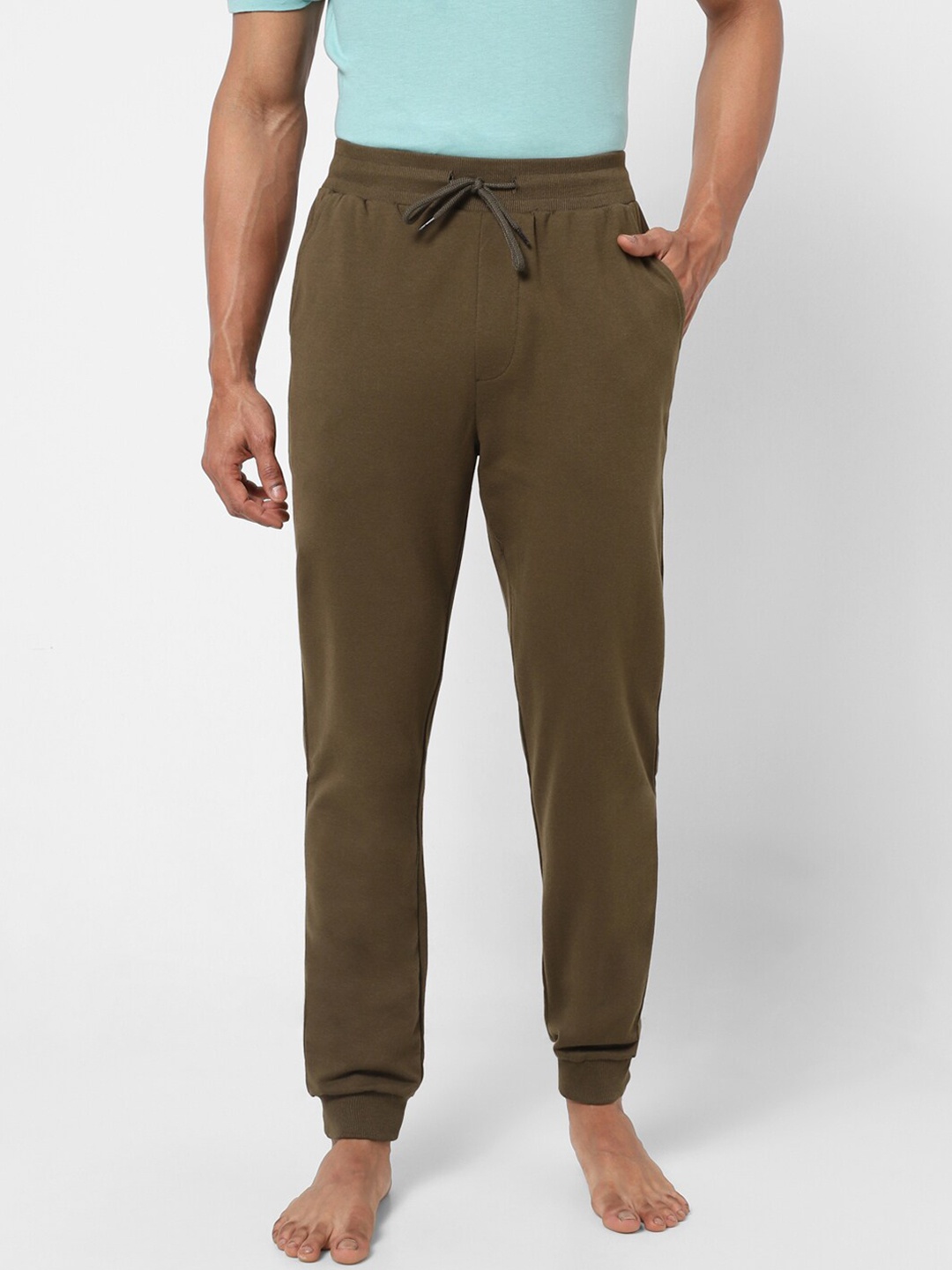 

Ajile by Pantaloons Men Mid-Rise Joggers Lounge Pants, Olive