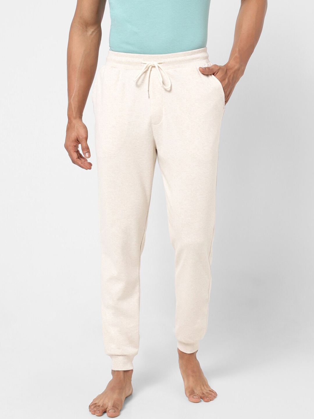

Ajile by Pantaloons Men Mid-Rise Joggers Lounge Pants, Off white