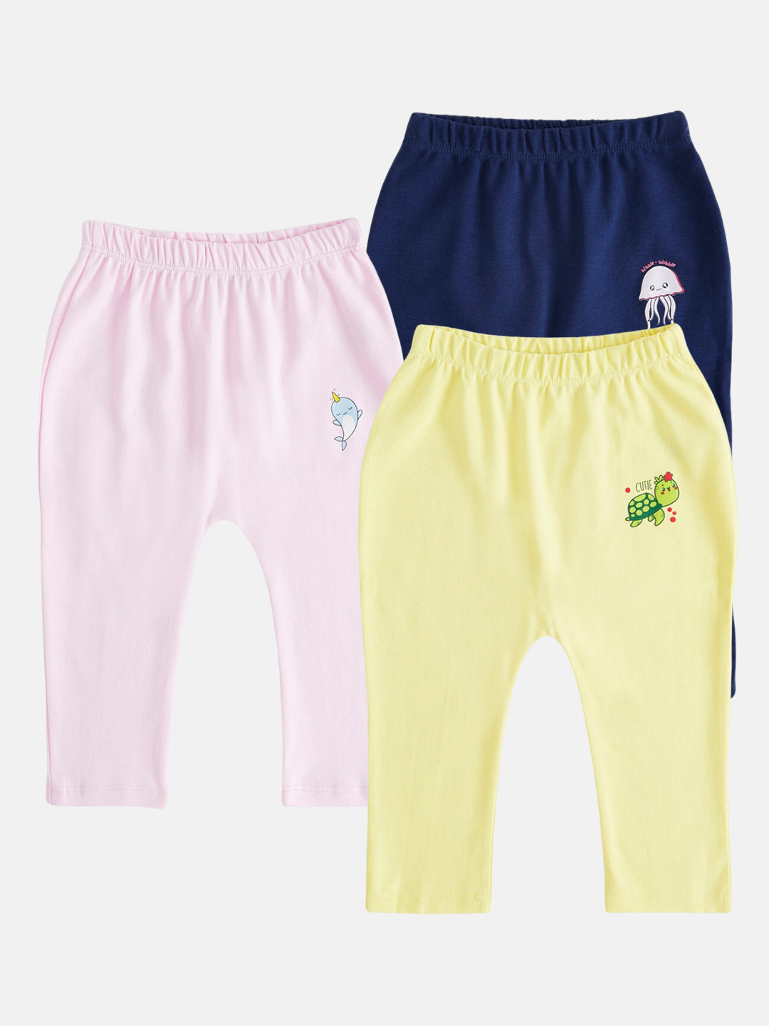 

Pantaloons Baby Infant Girls Pack Of 3 Cotton Track Pants, Blue