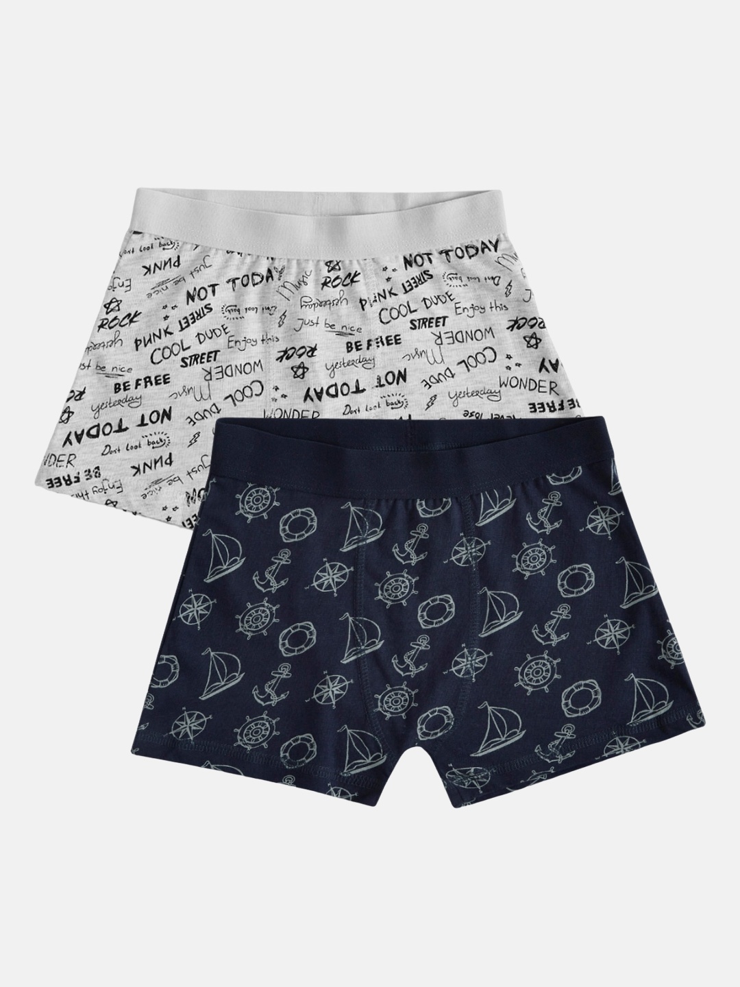 

Pantaloons Junior Boys Pack Of 2 Printed Cotton Trunks 8905685685202, Grey