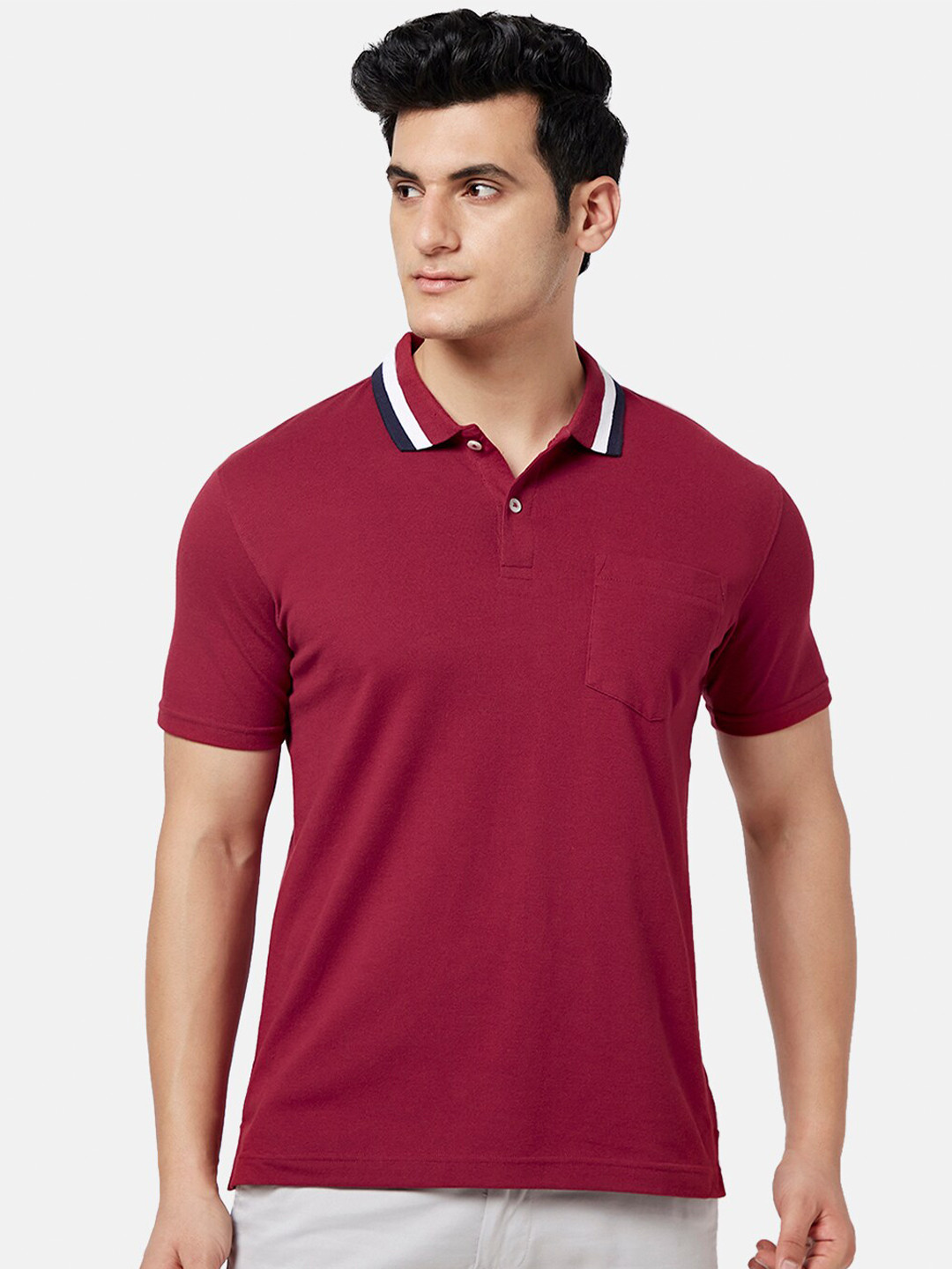 

BYFORD by Pantaloons Polo Collar Slim Fit T-shirt, Maroon