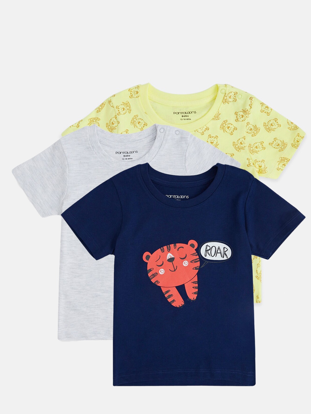 

Pantaloons Baby Infant Boys Pack of 3 Printed Cotton T-shirts, Yellow