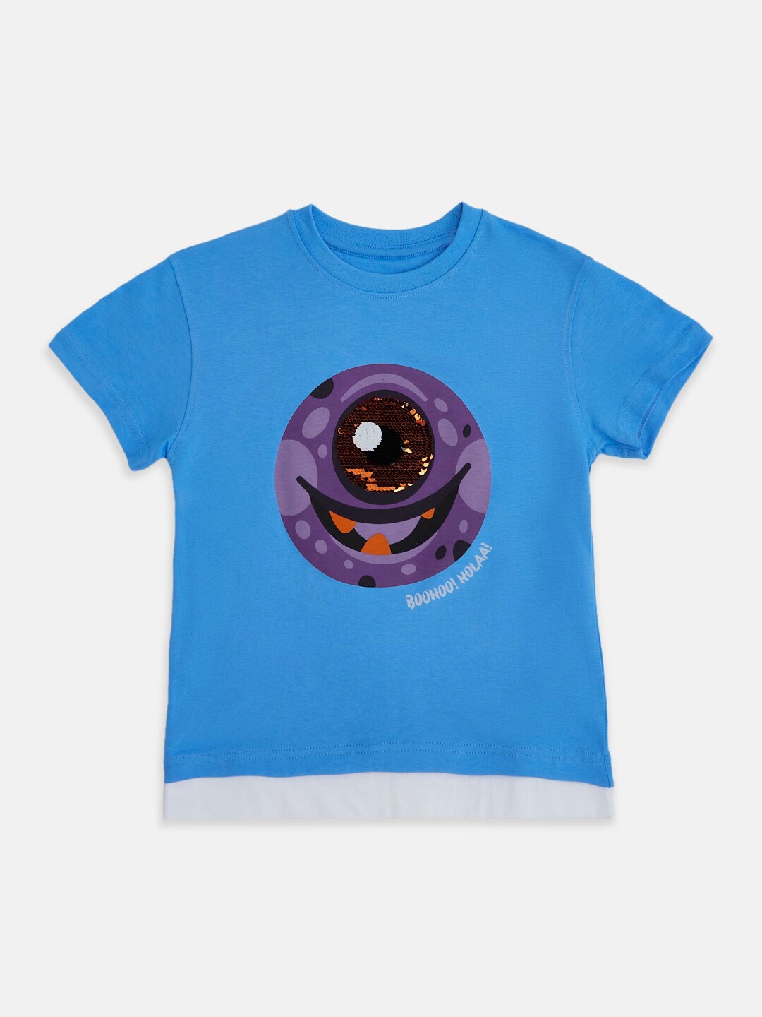 

Pantaloons Junior Boys Graphic Printed Round Neck Cotton T-shirt, Blue