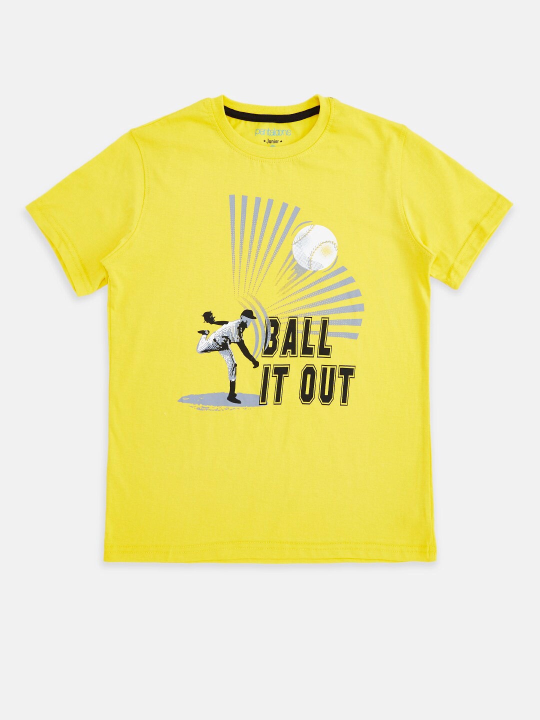 

Pantaloons Junior Boys Typography Printed Cotton T-shirt, Yellow