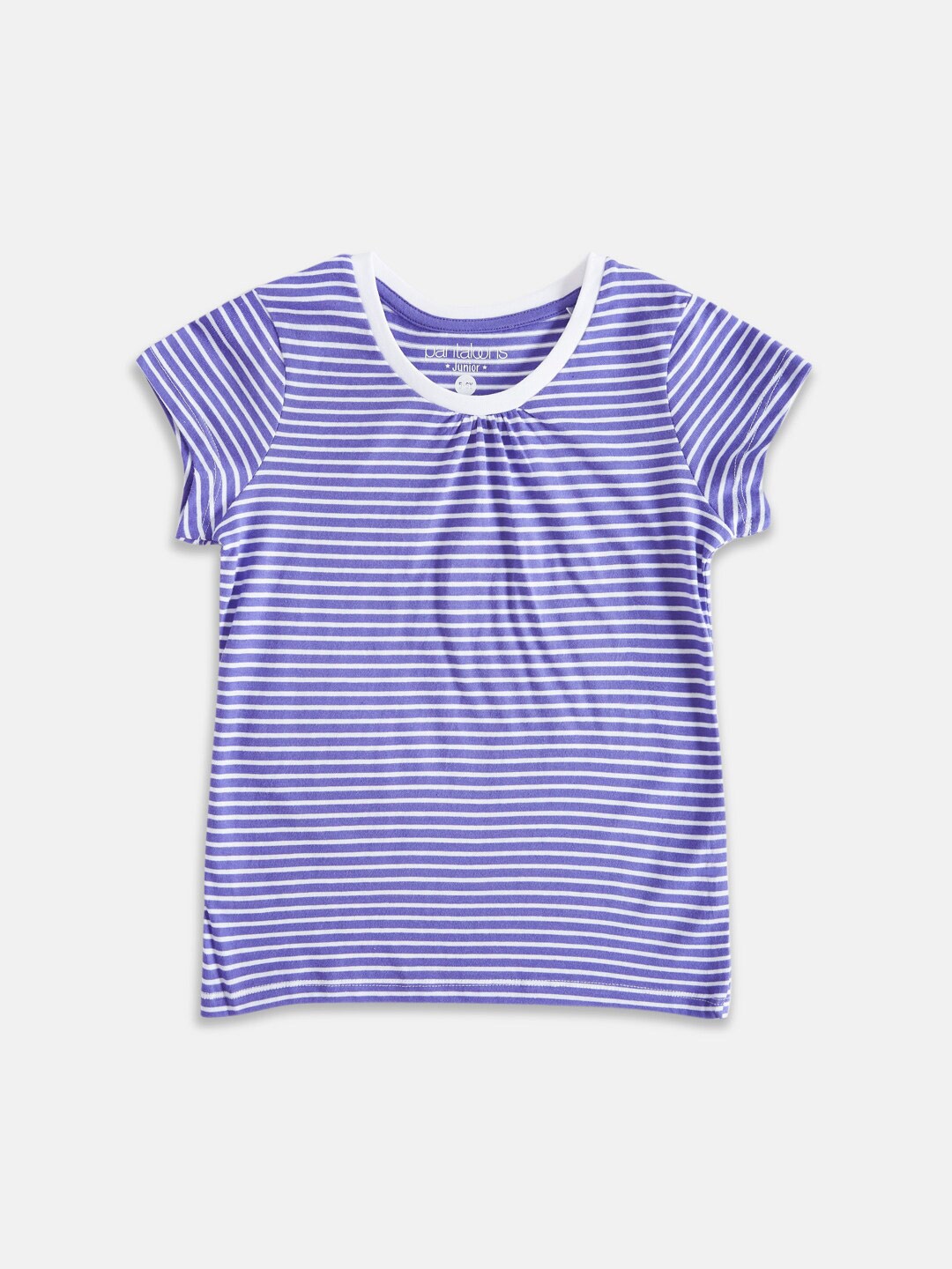 

Pantaloons Junior Girls Striped Cotton T-shirt, Purple