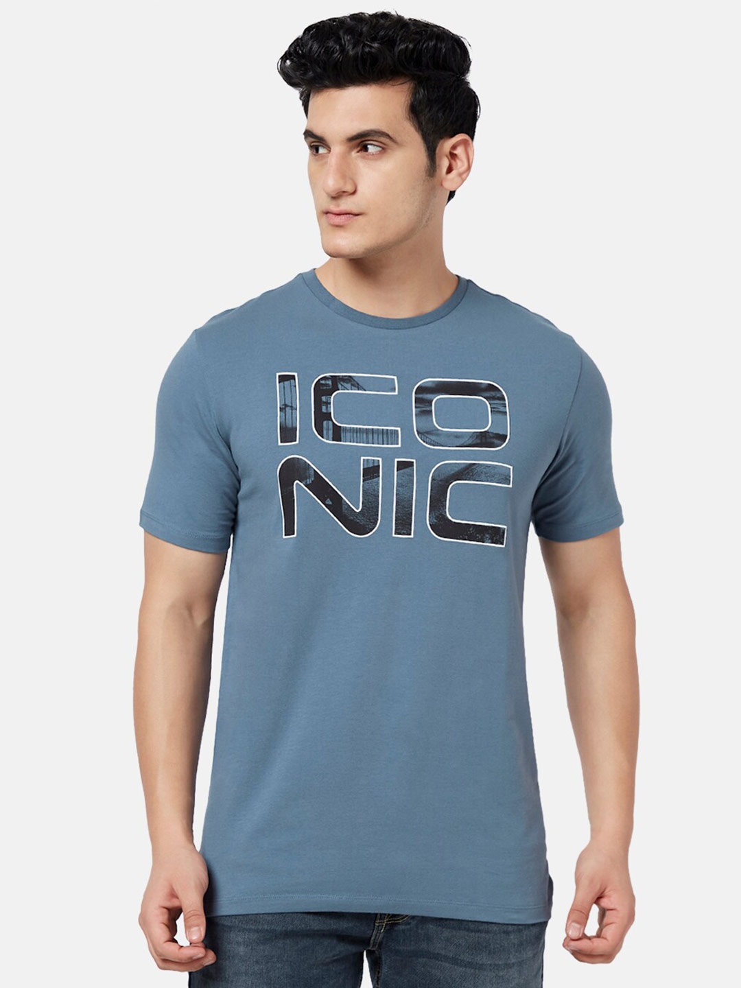 SF JEANS by Pantaloons Typography Printed T-shirt, Blue